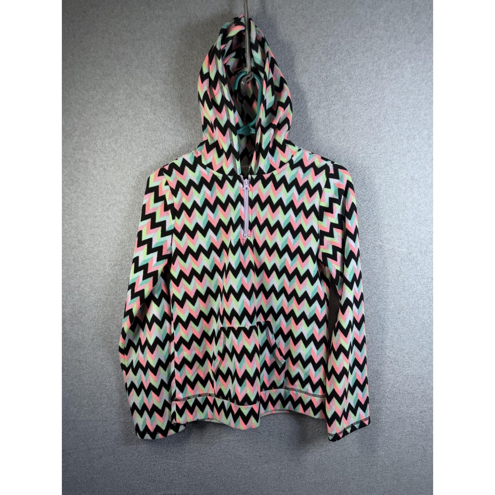 SO Hoodie Youth Girls 16 Multicolor Chevron Fleece Half Zip Hooded Pullover